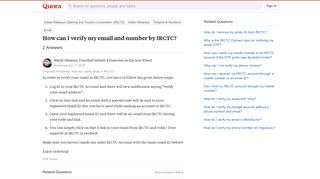How to verify my email and number by IRCTC - Quora