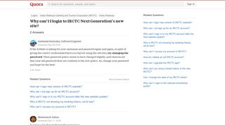 Why can't I login to IRCTC Next Generation's new site? - Quora