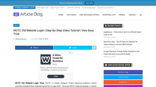 IRCTC Old Website Login | Step-By-Step Video Tutorial | Very Easy ...