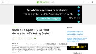 Unable To Open IRCTC Next Generation eTicketing System - IT Toolbox
