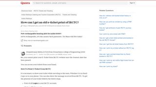How to get an old e-ticket print of IRCTC - Quora