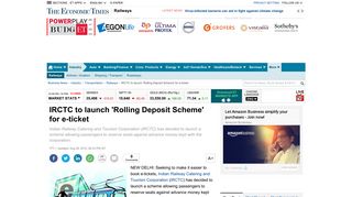 IRCTC to launch 'Rolling Deposit Scheme' for e-ticket - The Economic ...