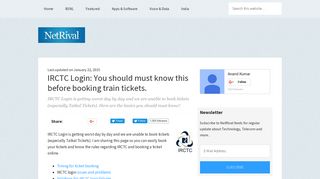 IRCTC Login: You should must know this before booking train tickets.