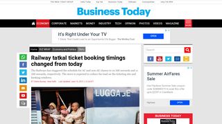Railway tatkal ticket booking timings changed from today