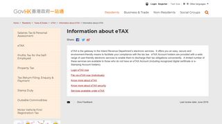 GovHK: Information about eTAX
