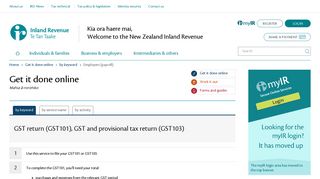 GST return (GST101), GST and provisional tax return (GST103) - IRD