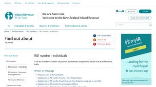 IRD number - individuals (IRD numbers)