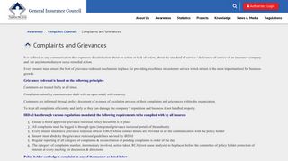 Complaints and Grievances - General Insurance Council