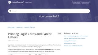 Printing Login Cards and Parent Letters – Help Center