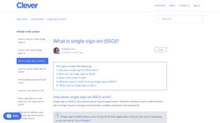What is single sign-on (SSO)? – Help Center - Clever Support