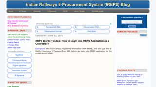IREPS Works Tenders: How to Login into IREPS Application as a ...