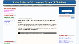 IREPS Works Tender: How to View the Tender Document Before Login?