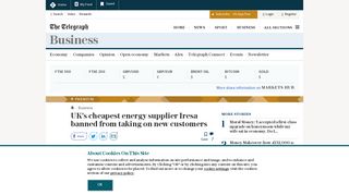 UK's cheapest energy supplier Iresa banned from taking on new ...