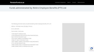 Funds administrated by iRetire Employee Benefits (PTY) Ltd ...
