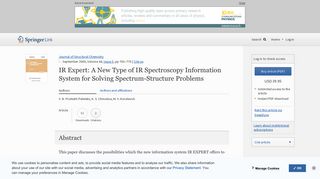 IR Expert: A New Type of IR Spectroscopy Information System for ...