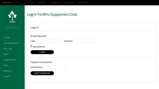 Log in to IRFU Supporters Club - Irish Rugby Supporters Club