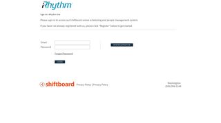 Welcome to iRhythm Shiftboard Login Page