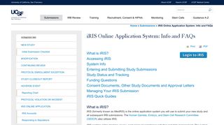iRIS Online Application System: Info and FAQs | UCSF Institutional ...