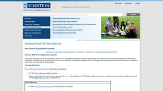 iRIS Online Application System | Institutional Review Board | Albert ...