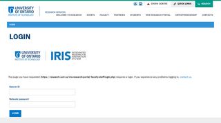 UOIT faculty and staff IRIS login - UOIT Research - University of ...