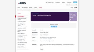 11142: Default Login Details - IRIS Accountancy Software