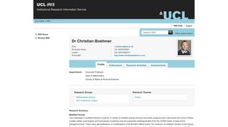Dr Christian Boehmer - Iris View Profile