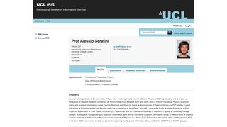 Prof Alessio Serafini - Iris View Profile
