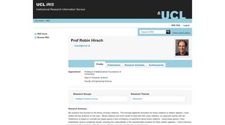 Prof Robin Hirsch - Iris View Profile