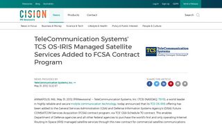 TeleCommunication Systems' TCS OS-IRIS Managed Satellite ...