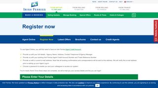 Register For Irish Ferries Agent Online | Irish Ferries