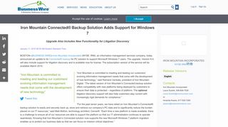 Iron Mountain Connected® Backup Solution Adds Support for ...
