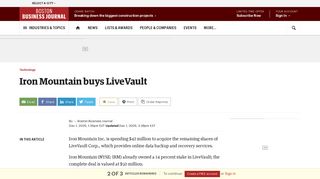 Iron Mountain buys LiveVault - Boston Business Journal