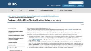 Features of the IRS e file Application Using e services | Internal ...