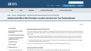 Authorized IRS e-file Provider Locator Service For Tax Professionals ...