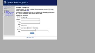 Create FIRE System Account - IRS Fire