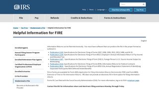 Helpful Information for FIRE | Internal Revenue Service - IRS.gov
