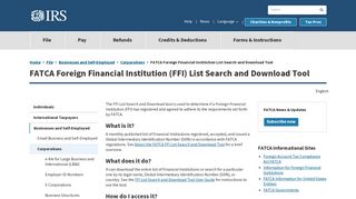 FATCA Foreign Financial Institution List Search and ... - IRS.gov