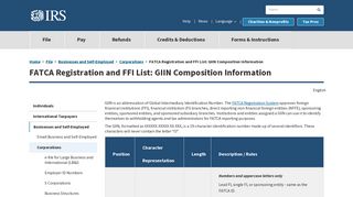 FATCA Registration and FFI List: GIIN Composition Information - IRS.gov
