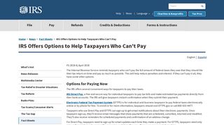 IRS Offers Options to Help Taxpayers Who Can't Pay ... - IRS.gov