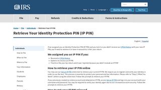 Retrieve Your IP PIN | Internal Revenue Service - IRS.gov