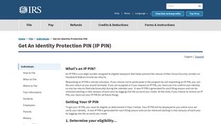 Get An Identity Protection PIN | Internal Revenue Service - IRS.gov