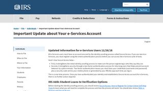 Important Update about Your eServices Account | Internal ... - IRS.gov