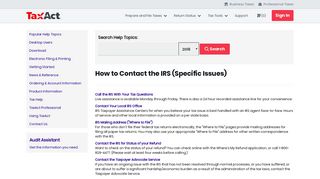 How to Contact the IRS (Specific Issues) - TaxAct