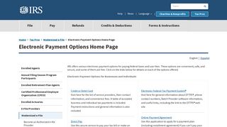Electronic Payment Options Home Page | Internal Revenue Service