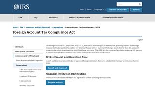 Foreign Account Tax Compliance Act FATCA | Internal Revenue Service