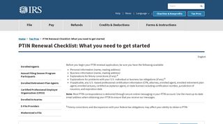 PTIN Renewal Checklist: What you need to get started ... - IRS.gov