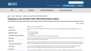 Taxpayers can monitor their IRS information online | Internal Revenue ...