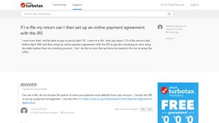 if I e-file my return can I then set up an online payment agreem ...