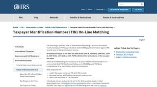 Taxpayer Identification Number TIN On Line Matching 1 ... - IRS.gov