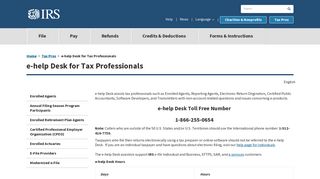 e-help Desk for Tax Professionals | Internal Revenue Service - IRS.gov